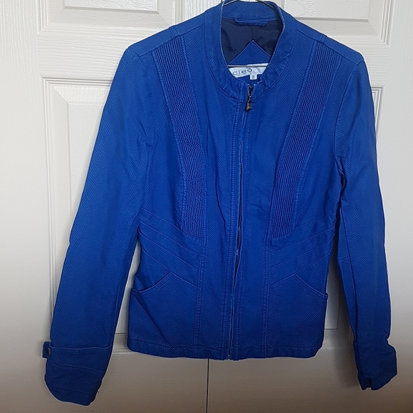 cleo Jackets & Coats Cleo Cobalt Blue Faux Leather Jacket Poshmark